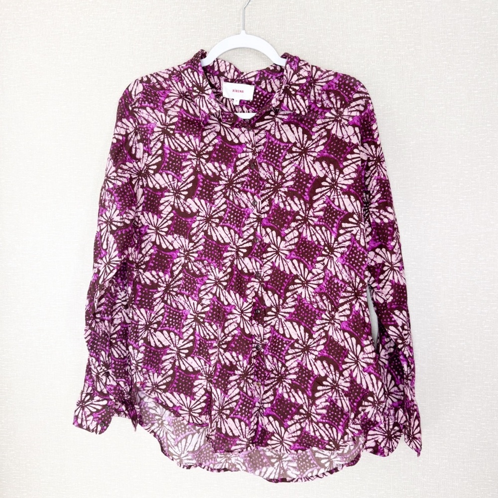 Xirena Beau Mulberry Petal Cotton Button Up Top - Picture 3 of 7